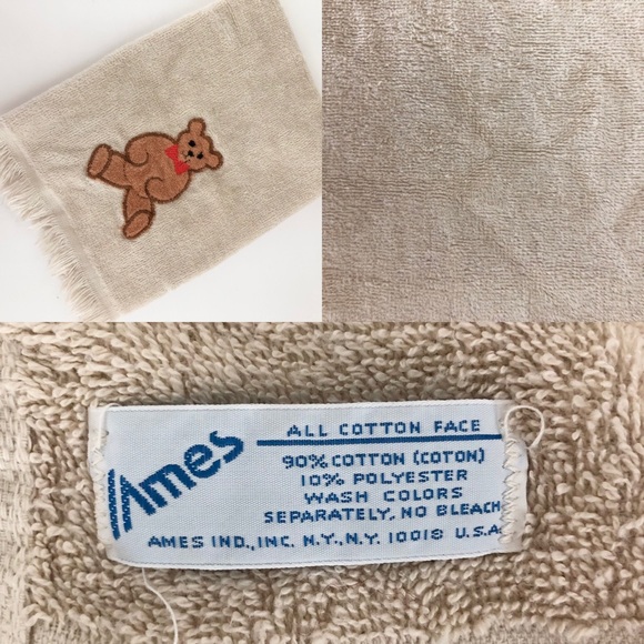 Vintage teddy bear hand towel - Picture 3 of 8